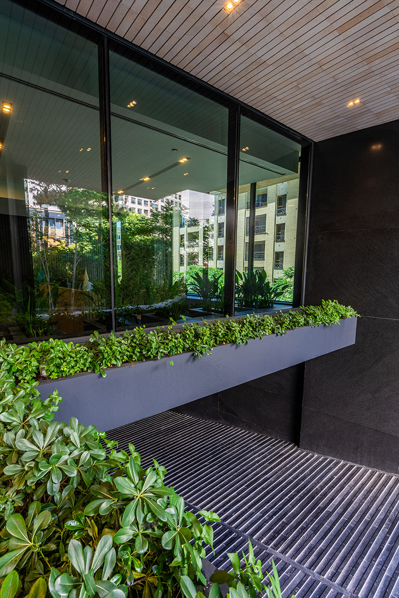 نمای بیرونی پروژه لومن با پنجره‌های بزرگ و طراحی خطی نما